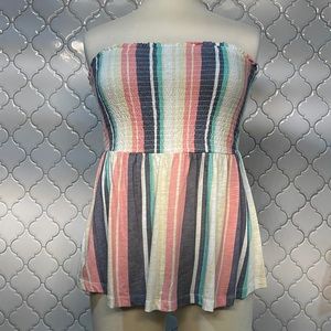 TORRID, NWT Strapless babydoll top, size 1 (women’s 14-16) multi colored stripes